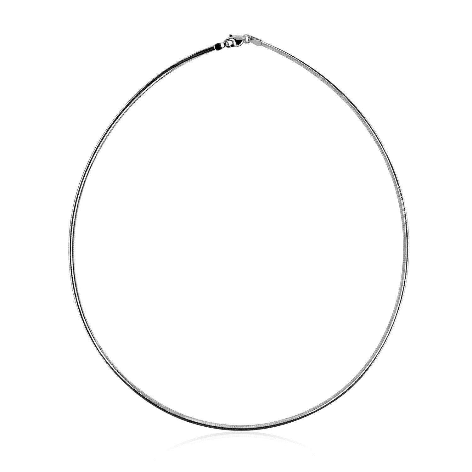 14k White Gold Classic Omega Style Chain (2.00 mm) in a sleek high-contrast midnight luxury editorial style